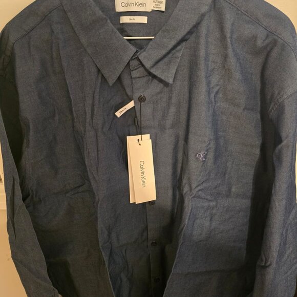 Calvin Klein Blue Casual Button Down Shirt - Picture 3 of 7